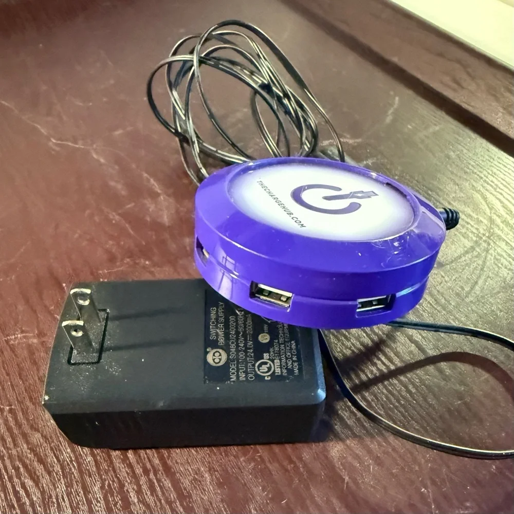 ChargeHub X7 – 7 Port USB Desktop Charging Station - purple